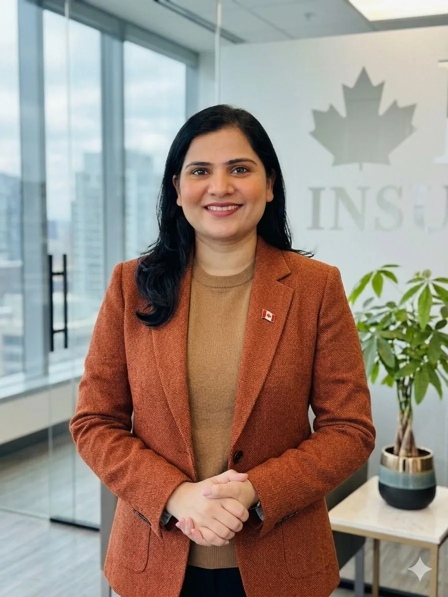 Pinky Sharma, licensed insurance advisor, in her Toronto office